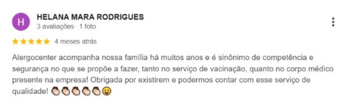 Avaliação 5 estrelas no Google