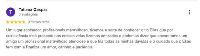 Avaliação 5 estrelas no Google